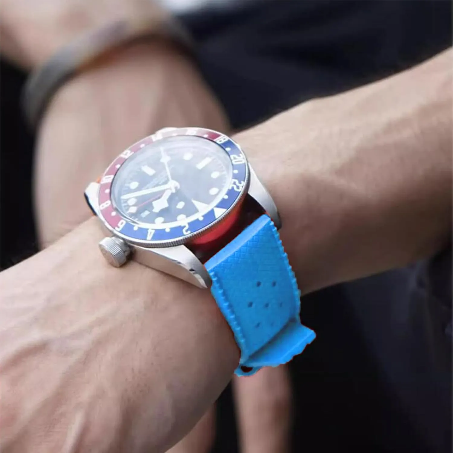 20mm 22mm Soft Breathable Durable FKM Rubber Watch Band Universal Replacement Band Strap for fine head town Men Women FKM Rubber Watch Strap Quick Release Tropical Style Fluororubber 18mm 