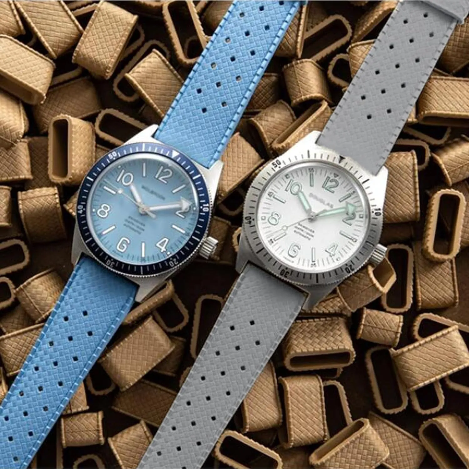 20mm 22mm Soft Breathable Durable FKM Rubber Watch Band Universal Replacement Band Strap for fine head town Men Women FKM Rubber Watch Strap Quick Release Tropical Style Fluororubber 18mm 