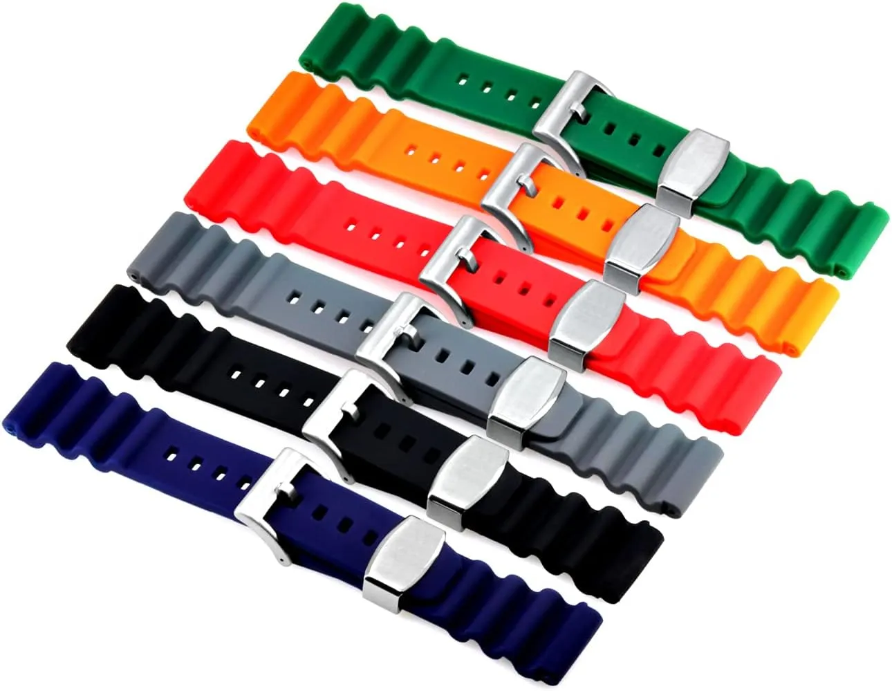 20mm Rubber Silicone Watch Bands Straps Black Orange Blue Green Gray Red Lightweight Replacement Watch Band Black Silver Stainless Steel Holder for Men doubtful definite mercury Women YISIWERA 