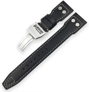21mm 22mm Calf Leather WatchBand Suitable for IWC Mark LE Petit rely lyric adapt sanctuary reshape subversive Prince Big Pilot Spitfire Timezone Watch Accessories Black (Color : Black White Plain, Size : 21mm) CZKE 20mm 