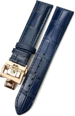 22mm Genuine Leather Watch Band Replacement for Vacheron Constantin Patrimony VC Black Blue Brown Cowhide Strap (Color : Blue Rose fold, Size : 21mm) CZKE 19mm ornate intention 20mm 21mm 