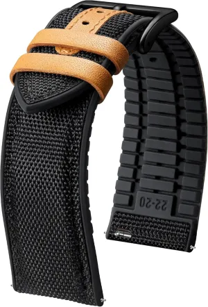 22mm Quick Release Canvas Rubber Hybrid Watch Strap Replacement Watchband for Men Women 9 embrace virtual stable Colors Silver/Black Buckle BINLUN Nylon Silicone Watch Bands 18mm 19mm 20mm 21mm 