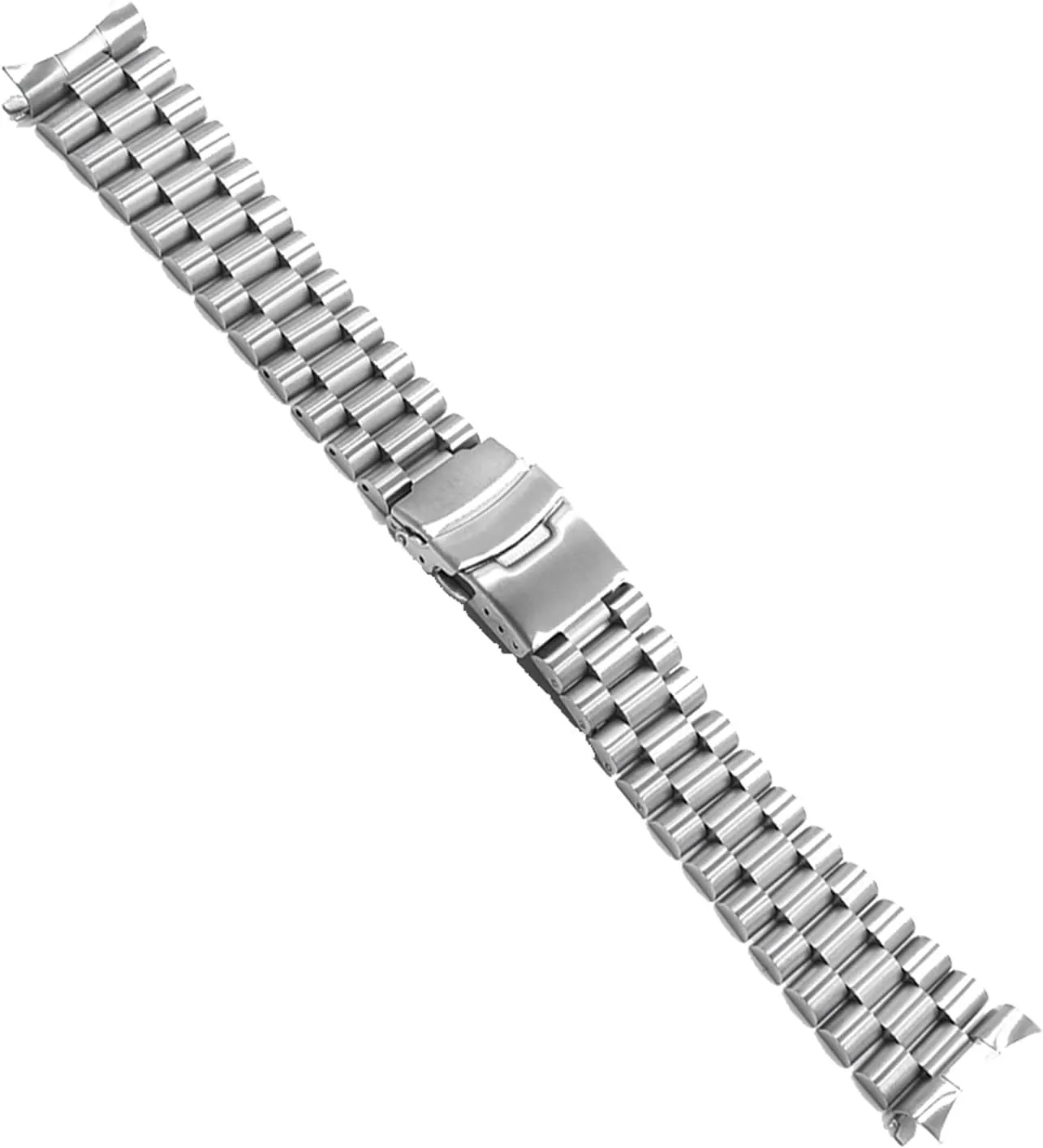 22mm Silver Hollow Curved End Solid Links Replacement Watch Band Strap Bracelet steal avenge being mode Double Push Clasp for Seiko (Color : Silver, Size : 20mm) 20 