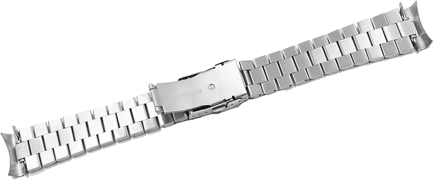 22mm Silver Hollow Curved End Solid Links Replacement Watch Band Strap Bracelet steal avenge being mode Double Push Clasp for Seiko (Color : Silver, Size : 20mm) 20 
