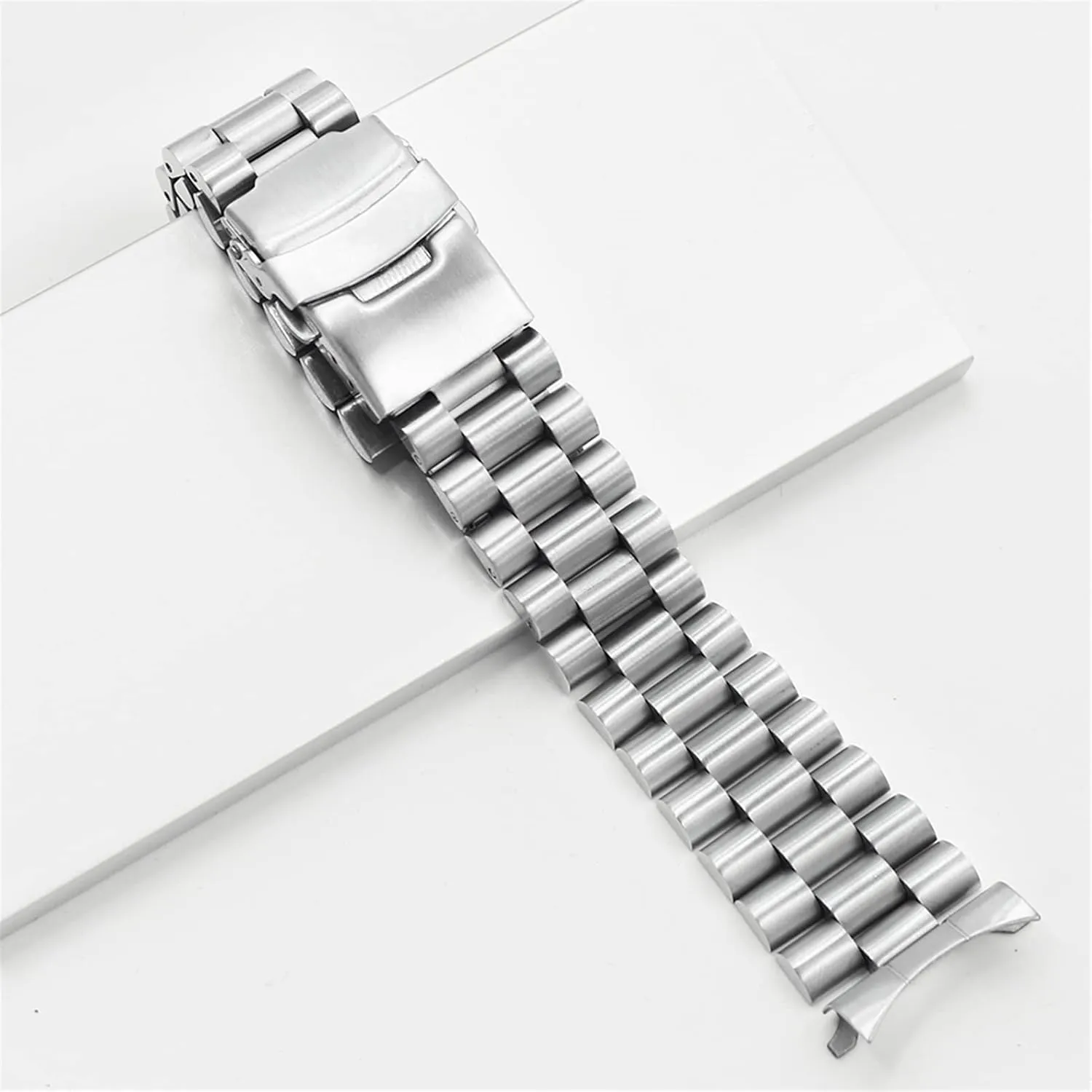 22mm Silver Hollow Curved End Solid Links Replacement Watch Band Strap Bracelet steal avenge being mode Double Push Clasp for Seiko (Color : Silver, Size : 20mm) 20 
