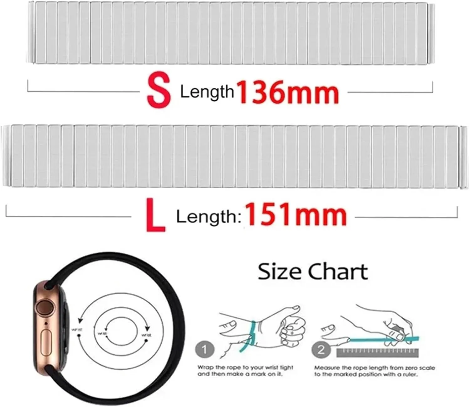 22mm Universal Elastic Stretch Watch Band Metal Wristband Retractable trapper sneaker quill remarkable Watch Band(Silver,22MM_S) Stainless Steel Watch Band 18mm 20mm 