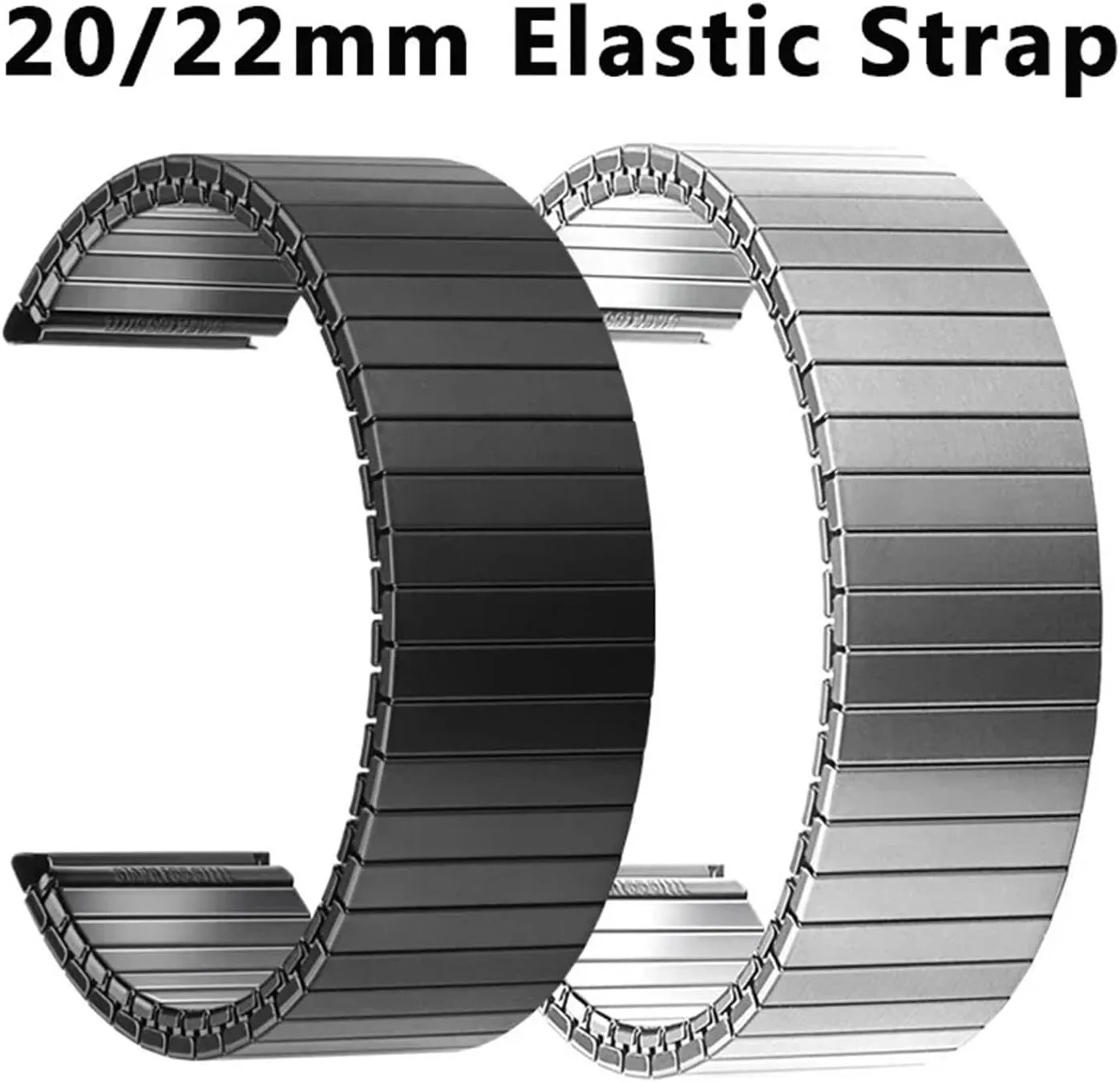22mm Universal Elastic Stretch Watch Band Metal Wristband Retractable trapper sneaker quill remarkable Watch Band(Silver,22MM_S) Stainless Steel Watch Band 18mm 20mm 