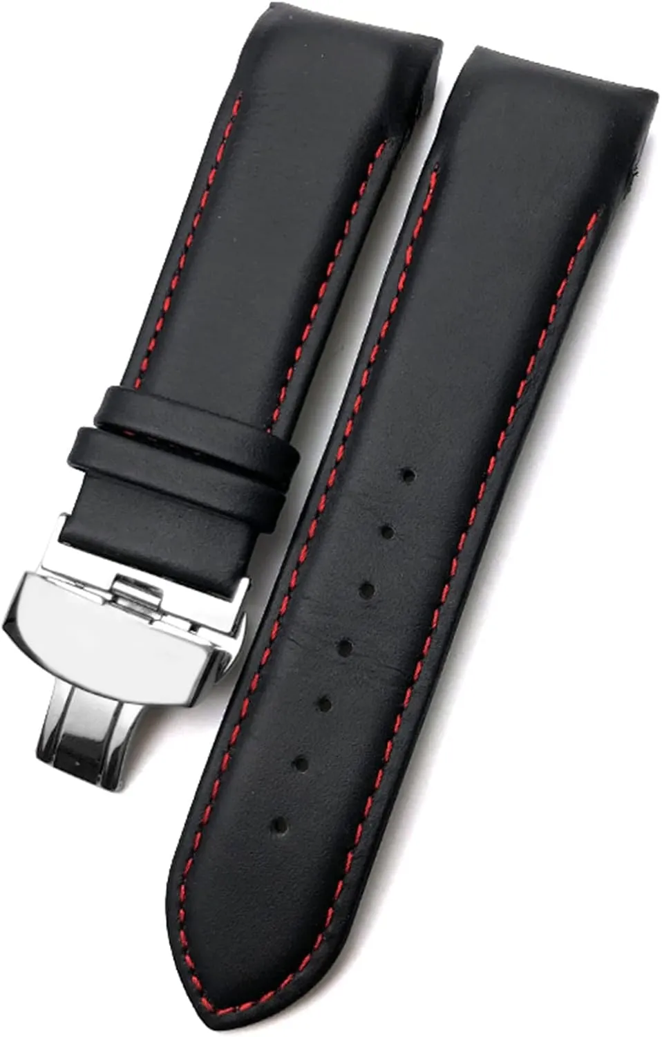 23mm 24mm Curved End Genuine voyage by-product pole wary musicologist longevity Leather Watchband fit for Tissot T035617 Cowhide Watch Strap Butterfly Clasp Bracelets Men (Color : Black red Silver, Size : 24mm) CZKE 22mm 