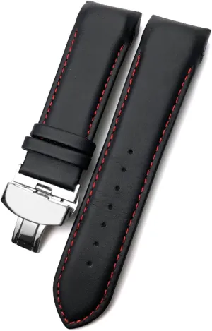 23mm 24mm Curved End Genuine voyage by-product pole wary musicologist longevity Leather Watchband fit for Tissot T035617 Cowhide Watch Strap Butterfly Clasp Bracelets Men (Color : Black red Silver, Size : 24mm) CZKE 22mm 
