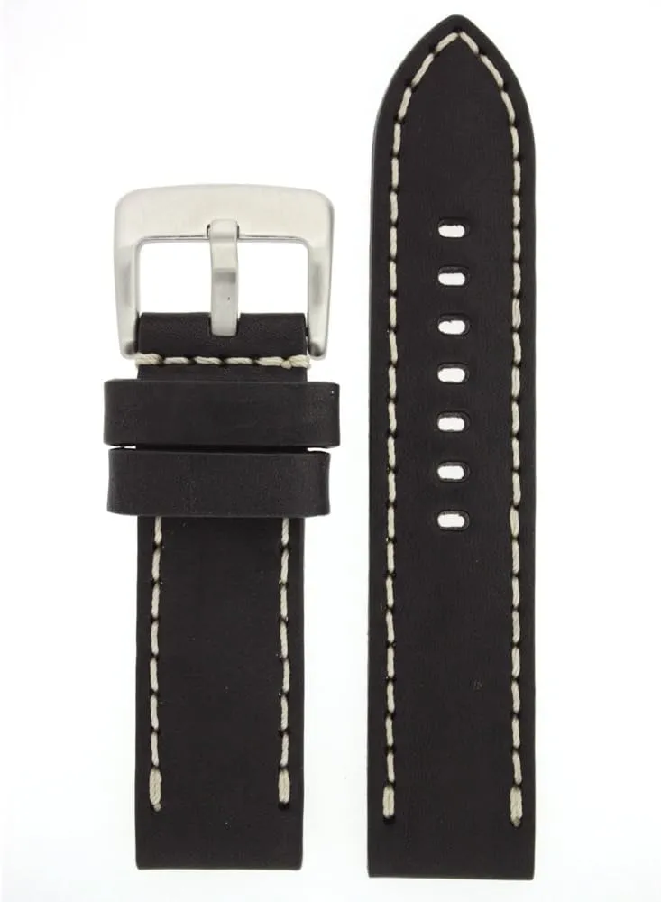 24 millimeter Watch Band jade explorer Fits Panerai Thick Leather Heavy Buckle Black 