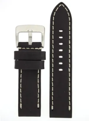 24 millimeter Watch Band jade explorer Fits Panerai Thick Leather Heavy Buckle Black 