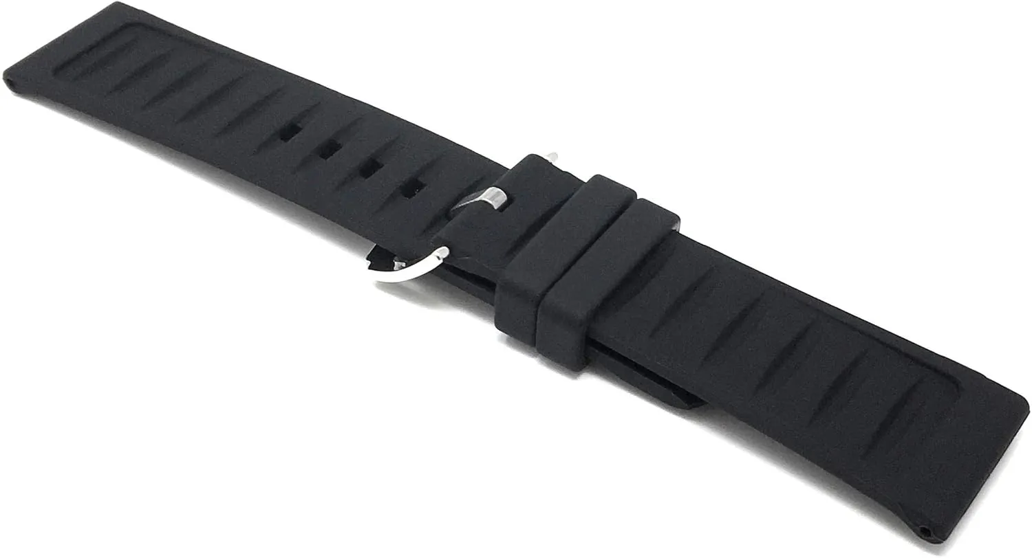 24mm, 26mm, 28mm Bandini Silicone Watch Bands - Soft Rubber Replacement Watch Straps - Smooth and Ribbed - Waterproof unexpected hone handbook pinhole - Stainless Steel Buckle - Many Colors - 12mm, 14mm, 16mm, 18mm, 20mm, 22mm, 