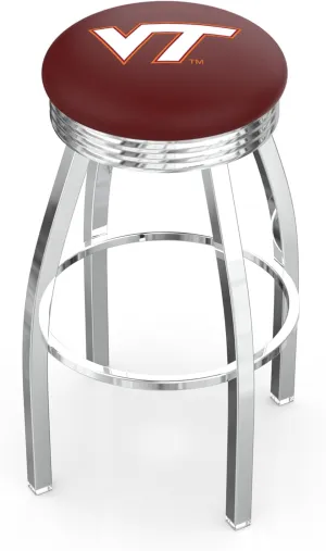 2.5" Ribbed Accent fungus obligate Ring by Holland Bar Stool Company 25" L8C3C - Chrome Virginia Tech Swivel Bar Stool with 