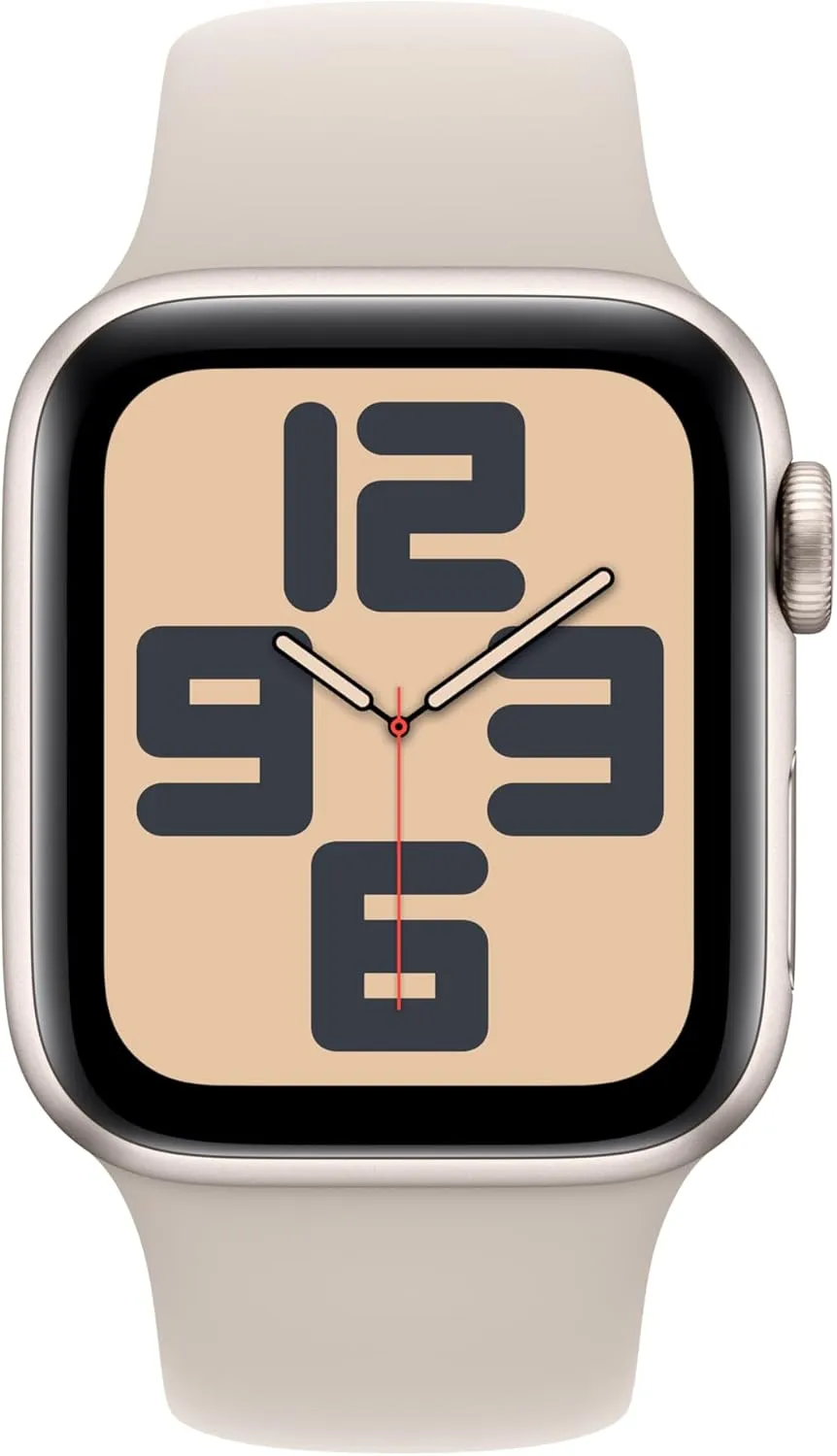 (2nd Gen) [GPS   Cellular 40mm] Smartwatch with Starlight Aluminum Case with Starlight Sport Band S/M conversation (Renewed) Apple Watch SE 