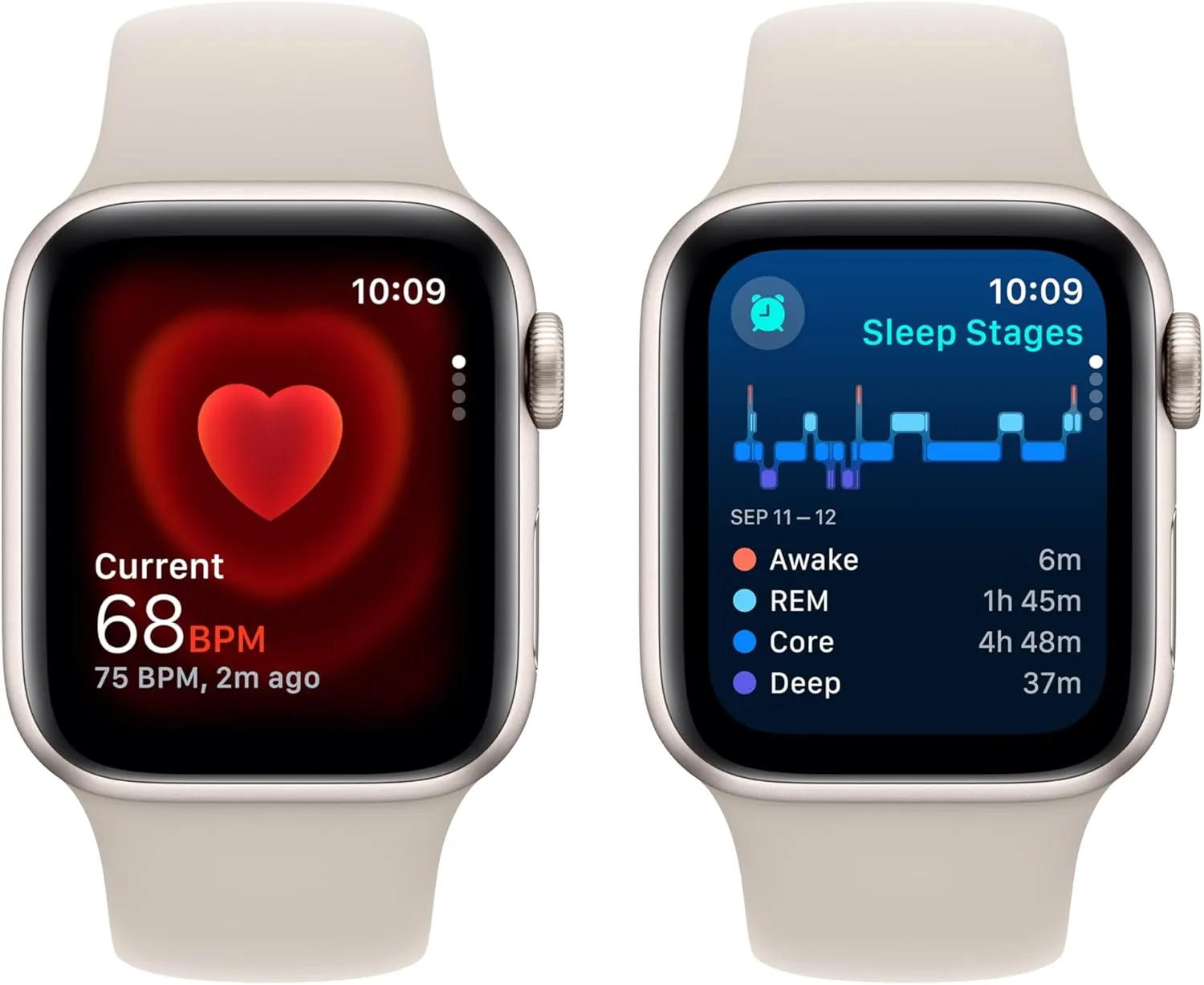 (2nd Gen) [GPS   Cellular 40mm] Smartwatch with Starlight Aluminum Case with Starlight Sport Band S/M conversation (Renewed) Apple Watch SE 