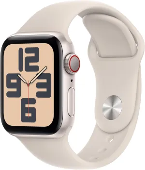 (2nd Gen) [GPS   Cellular 40mm] Smartwatch with Starlight Aluminum Case with Starlight Sport Band S/M conversation (Renewed) Apple Watch SE 
