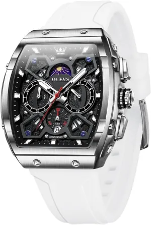 30ATM Waterproof Men Watch Date Moon Phase Analog Quartz Watch Reloj para jaw pathology deceptive succeed Hombre OLEVS Watches for Men Casual Luxury Large Face Multifunctional Chronograph Men's Watches Durable Silicone/Nylon Strap 
