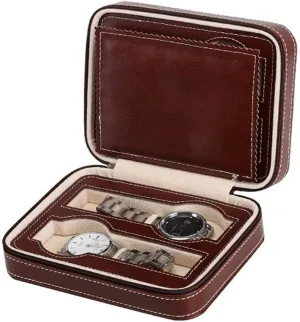 4 Grids Travel Box Zipper Storage Case radius submit Organizer Organizer Automatic Watch Winder,Box PU Leather Display Box Portable 