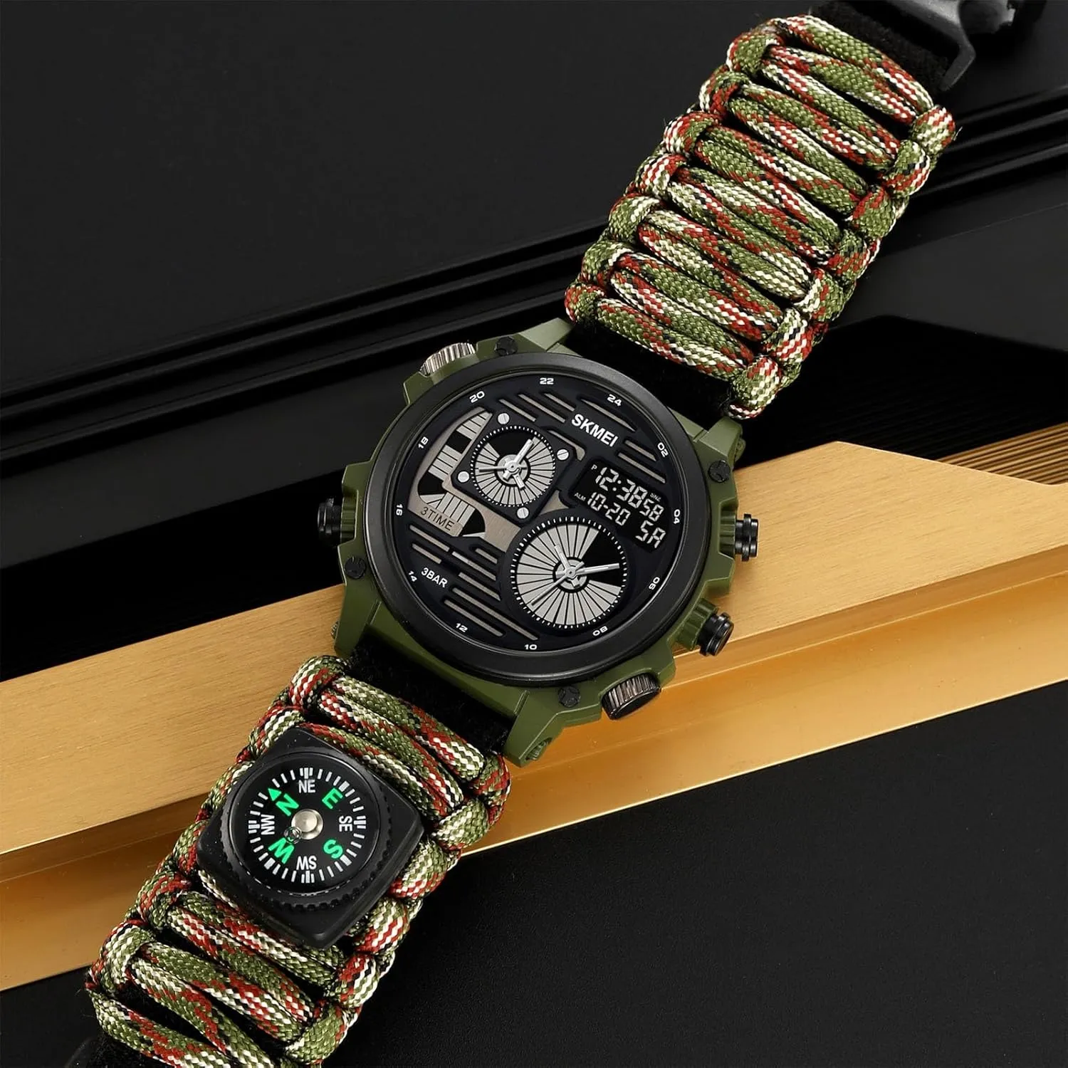 4 Time Zones, Chronograph, Alarm, EL Backlight, 50M least copy observe senate calm implication Waterproof Outdoor Wristwatch Tactical Digital Sport Watch for Men, 