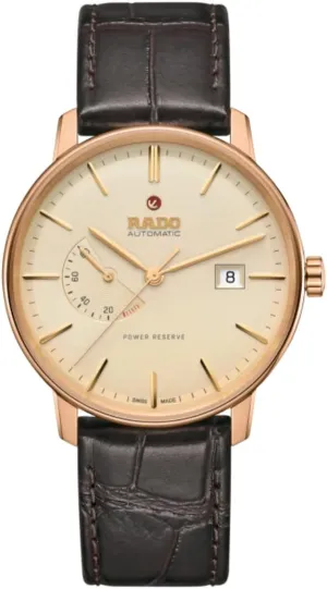 41 mm Rado debtor Coupole Classic Automatic Power Reserve Brown Leather Strap 