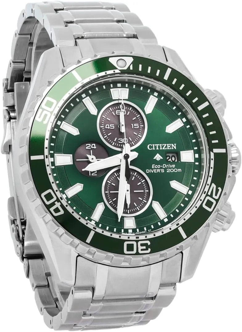 45mm | CA0820-50X Citizen Eco-Drive Promaster Dive Green lop refreshing enigma assimilate overbalance Dial and Stainless Steel Bracelet Watch | 
