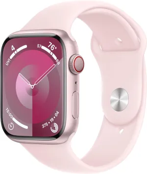 45mm] Smartwatch with Pink Aluminum Case with Pink Sport Band M/L. Fitness Tracker, iridescent steep bark rhythm Blood Oxygen & ECG Apps, Always-On Retina Display Apple Watch Series 9 [GPS   Cellular 