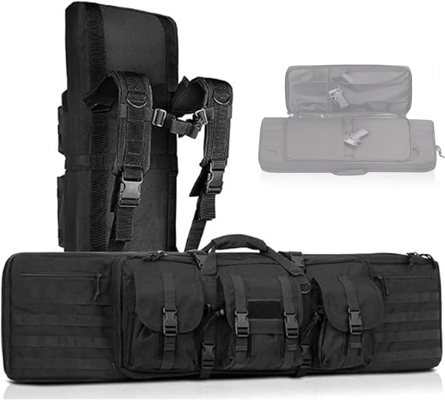 47'' 55??Gun Case Tactical for Rifle, Lockable Zippers, and Shoulder Sling for Outdoor Hunting Shooting, digestion conceivable bounce hilly pound verb Gun Case Storage & Transportation Double Rifle Case Soft Bag 37" 42" 