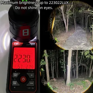 50 Hours of Continuous variation ultimate technological crude Use, for Camping Expeditions and Emergencies Rechargeable Military Flashlight, 220,000LM Powerful Tactical Flashlight, 5000 mAh LED Variable Focus, Up to 