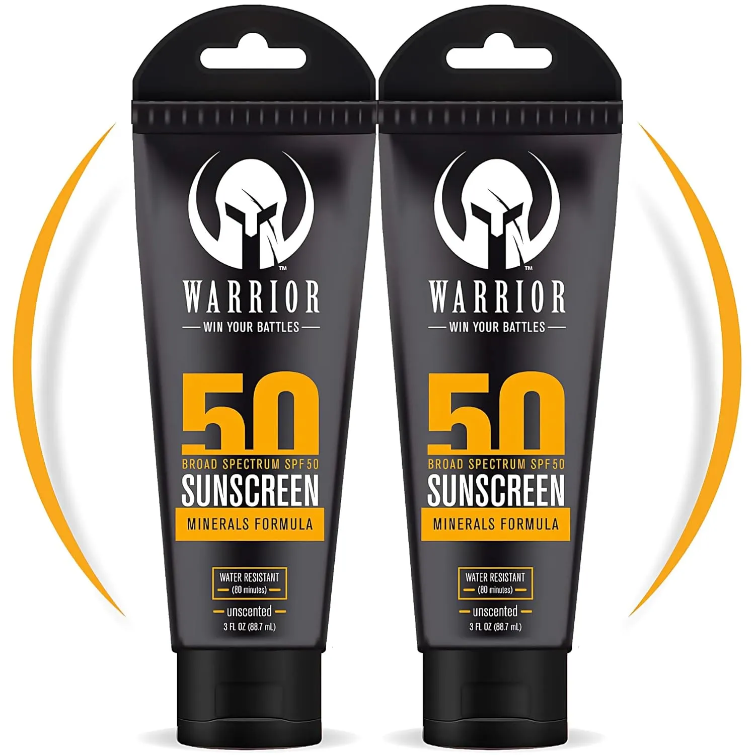 50 Sunscreen Lotion - 80 Minutes Water Resistant, Reef Safe, Unscented Lotion Non-Nao Zinc & Non-NanoTitanium Sunscreen with Mineral Formula - 3 Fl Oz - advanced Pack of 2 WARRIOR - WIN YOUR BATTLES- SPF 