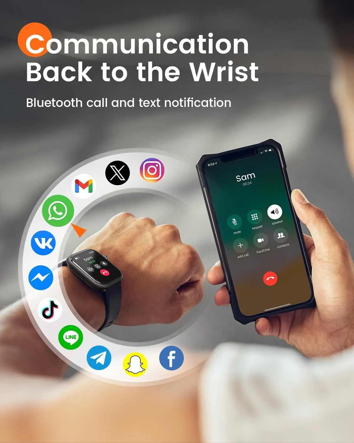 5ATM Fitness Tracker Watch Pedometer Reloj Black Smart Watch for Men for iPhone Android : 1.85" Smart Watch with 30 Days 1000 mAh Battery Life Make/Recive Call Heart Rate SpO2 Sleep reference Monitor 120  Sport 