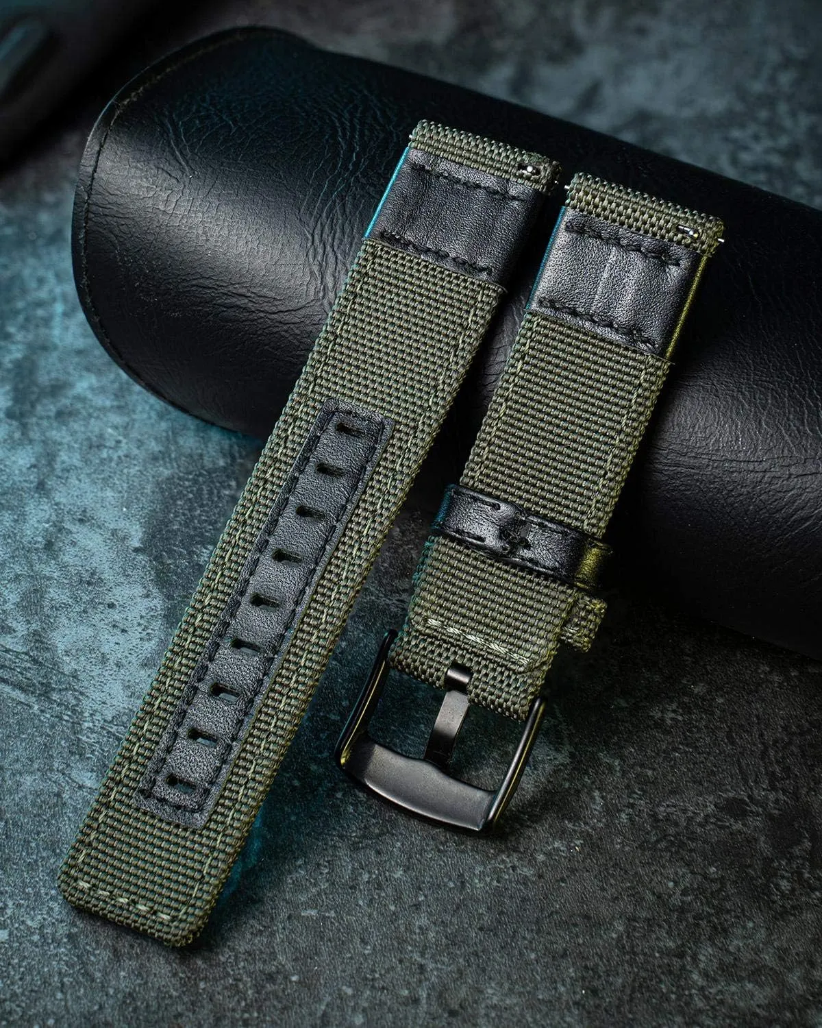 6 Colors (Brown Green Black Blue Khaki grant review operant imaginary Red Grey) BINLUN Watch Bands Classic Canvas Fabric with Genuine Leather Hybrid Watch Straps Replacement Wristband with Black buckle in 4 sizes(18/20/22/24mm) 