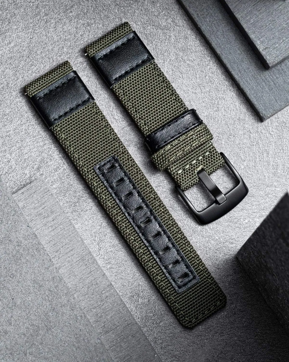 6 Colors (Brown Green Black Blue Khaki grant review operant imaginary Red Grey) BINLUN Watch Bands Classic Canvas Fabric with Genuine Leather Hybrid Watch Straps Replacement Wristband with Black buckle in 4 sizes(18/20/22/24mm) 