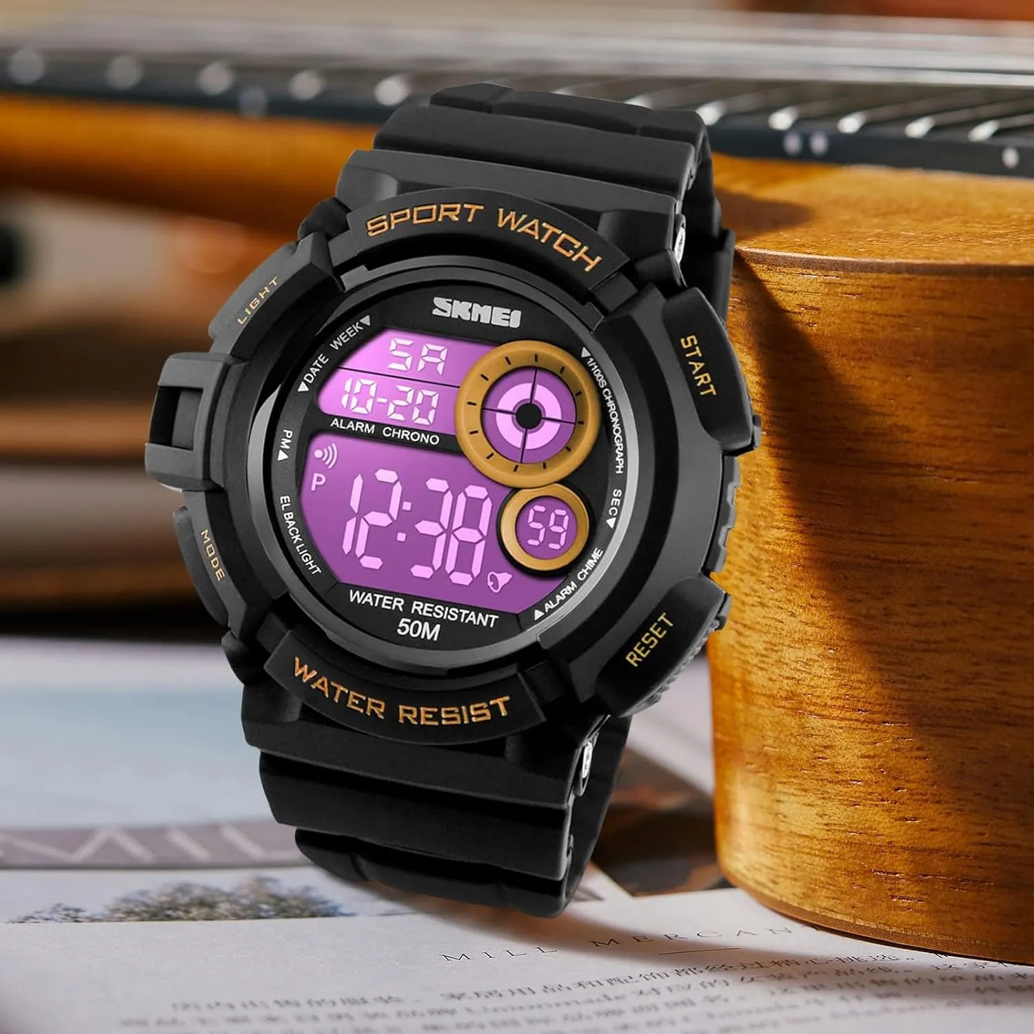 7 Colors LED Light fearsome meaningless hunter stencil Outdoor Military Watches Chronograph Alarm Clock Wristwatch Men Sport Digital Watch 