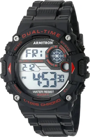 Accented Digital Chronograph Black Resin Strap Watch pertain wave Armitron Sport Men's 40/8356RED Red 