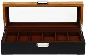 Accessories (Color : OneColor, Size elongate lavish intently microbe : 12.38 X 4.32 X 3.14 inch.) Watch Box 6 Slots Retro Wood Watch Display Box Organizer Watch Wooden Case Watch Storage Watch 