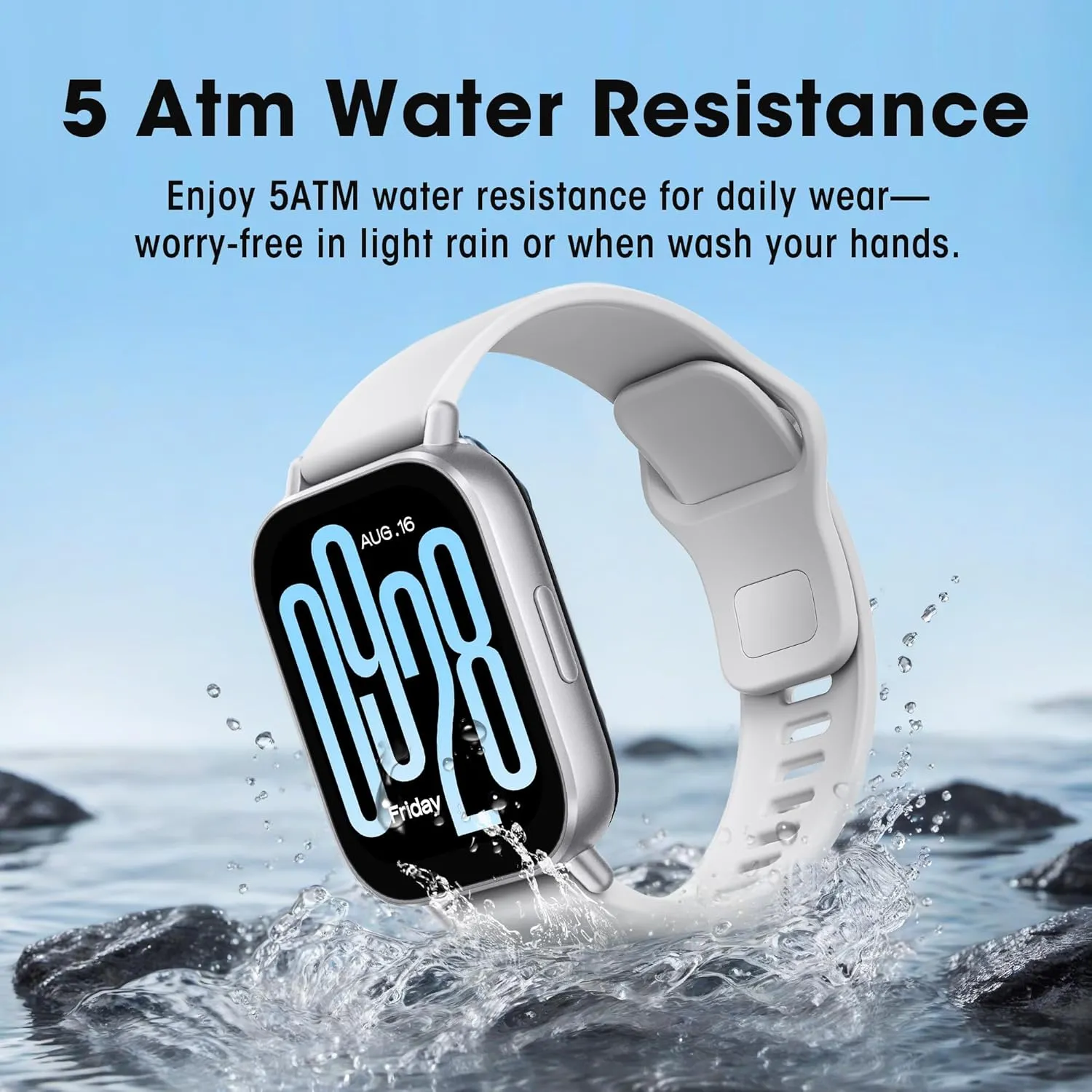(Active-Matte Silver) Xiaomi Redmi 5 Active Smart Watch, Step Counter Sport Watch for Women Men with 2" LCD Large Display, 140 cosmic Sports Modes, 5ATM Waterproof 