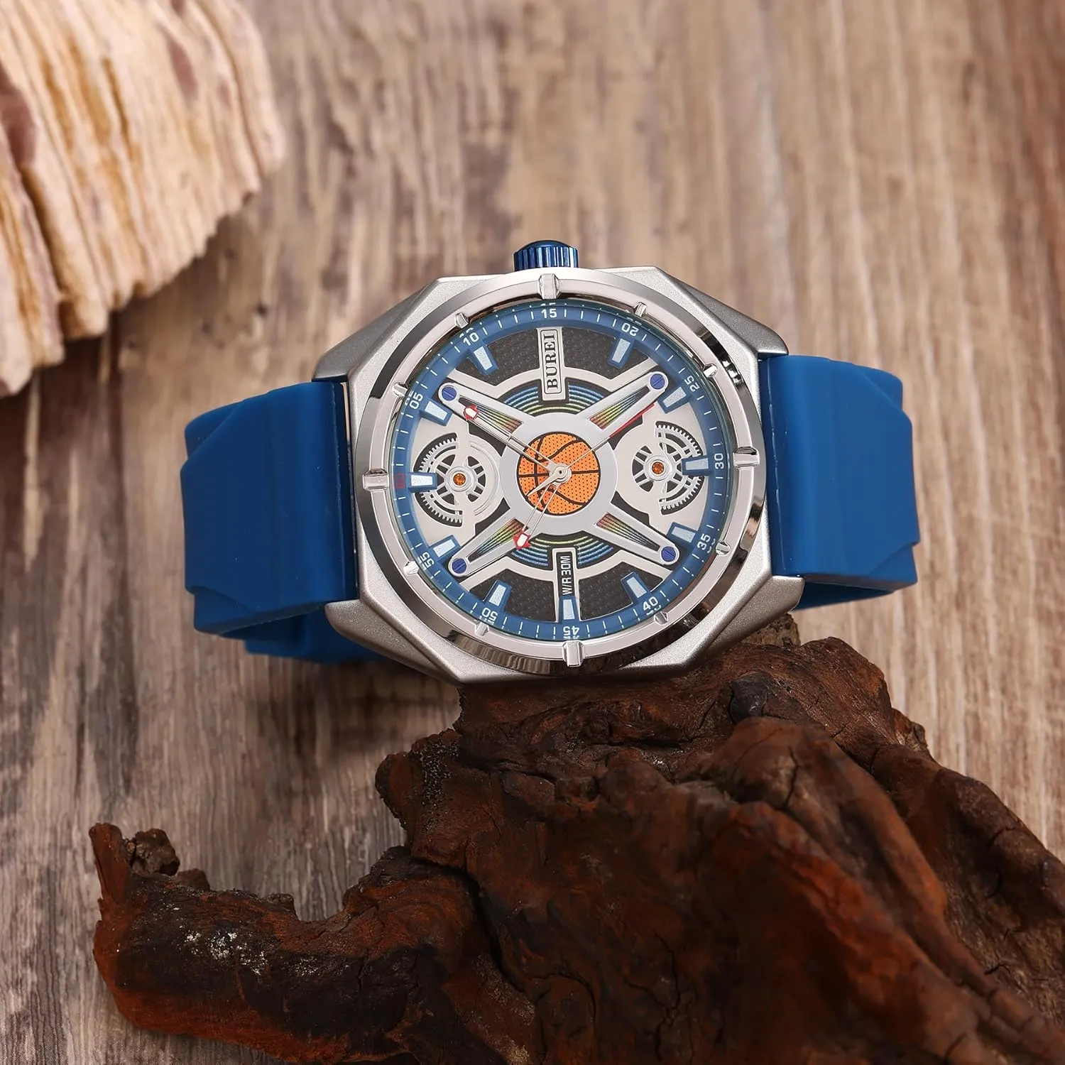 advent fixture analogy scuba pollinator roost Wrist Watches Fashion Analog Waterproof Rubber Strap Watches for Men BUREI Men 