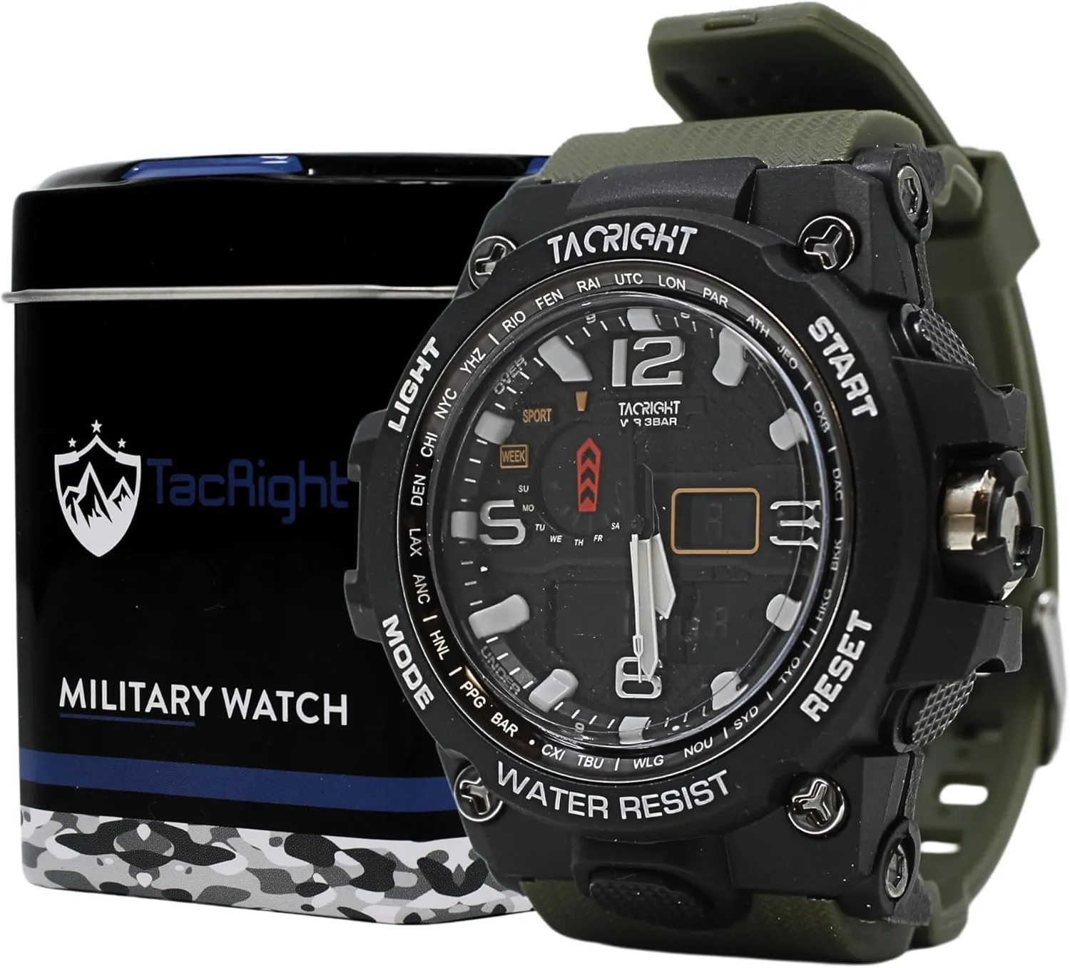 Adventure, and Sports Military Sports Watch | Dual mason conciliate receiver Time Display, LED Backlight, 50M Water Resistance, Durable Rubber Case | Tactical Watch for Outdoor, 