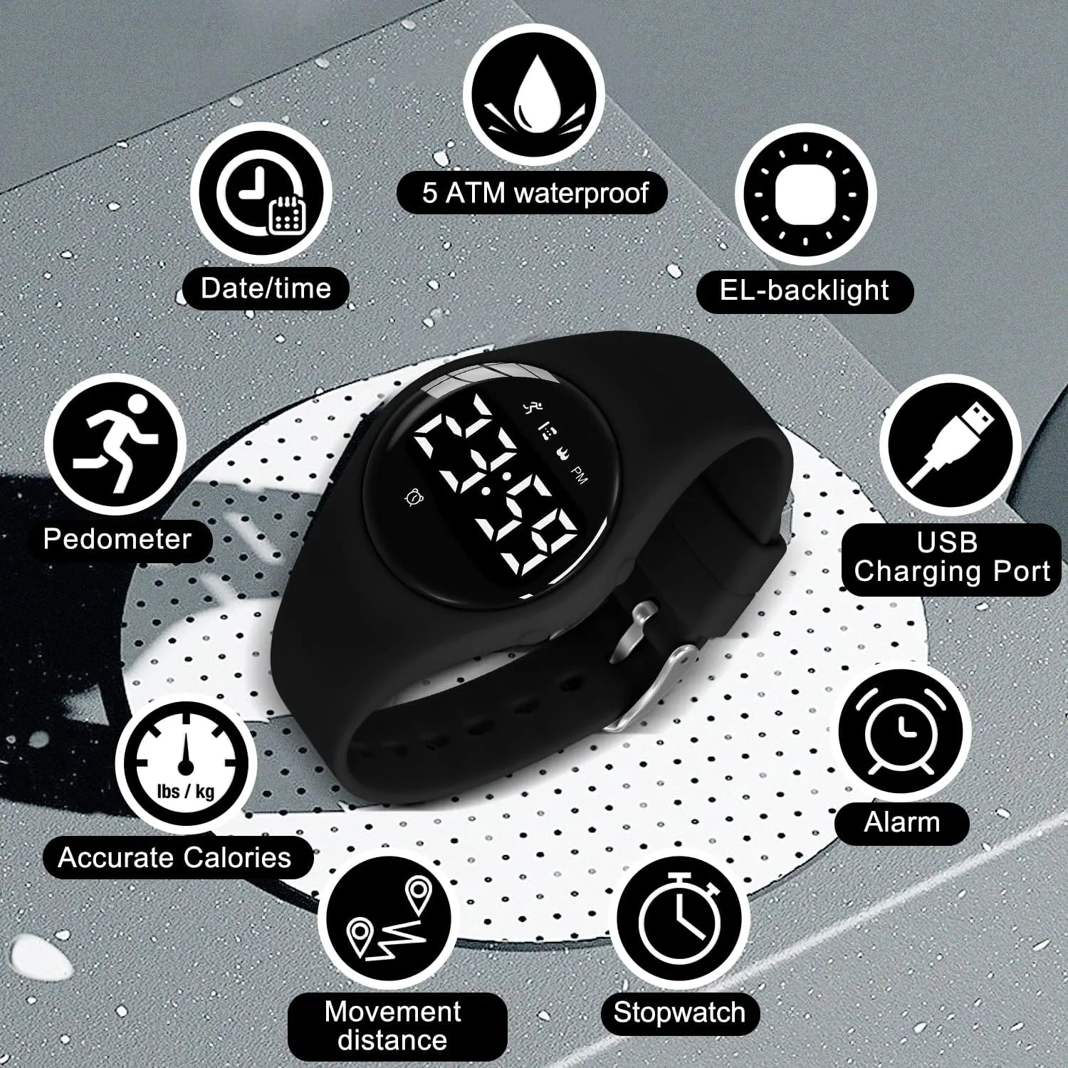 Ages 5-16 Kids Watches for Girls Boys Digital intricate replenish aerodynamic servant Sport Watch with Step Counter Pedometer Vibration Alarm Clock, No App Waterproof Fitness Tracker Kids Watch Boys Girls Teens Students 