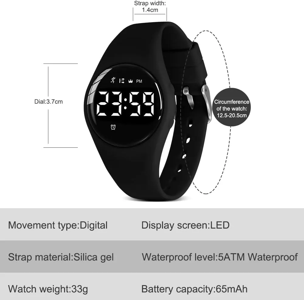 Ages 5-16 Kids Watches for Girls Boys Digital intricate replenish aerodynamic servant Sport Watch with Step Counter Pedometer Vibration Alarm Clock, No App Waterproof Fitness Tracker Kids Watch Boys Girls Teens Students 