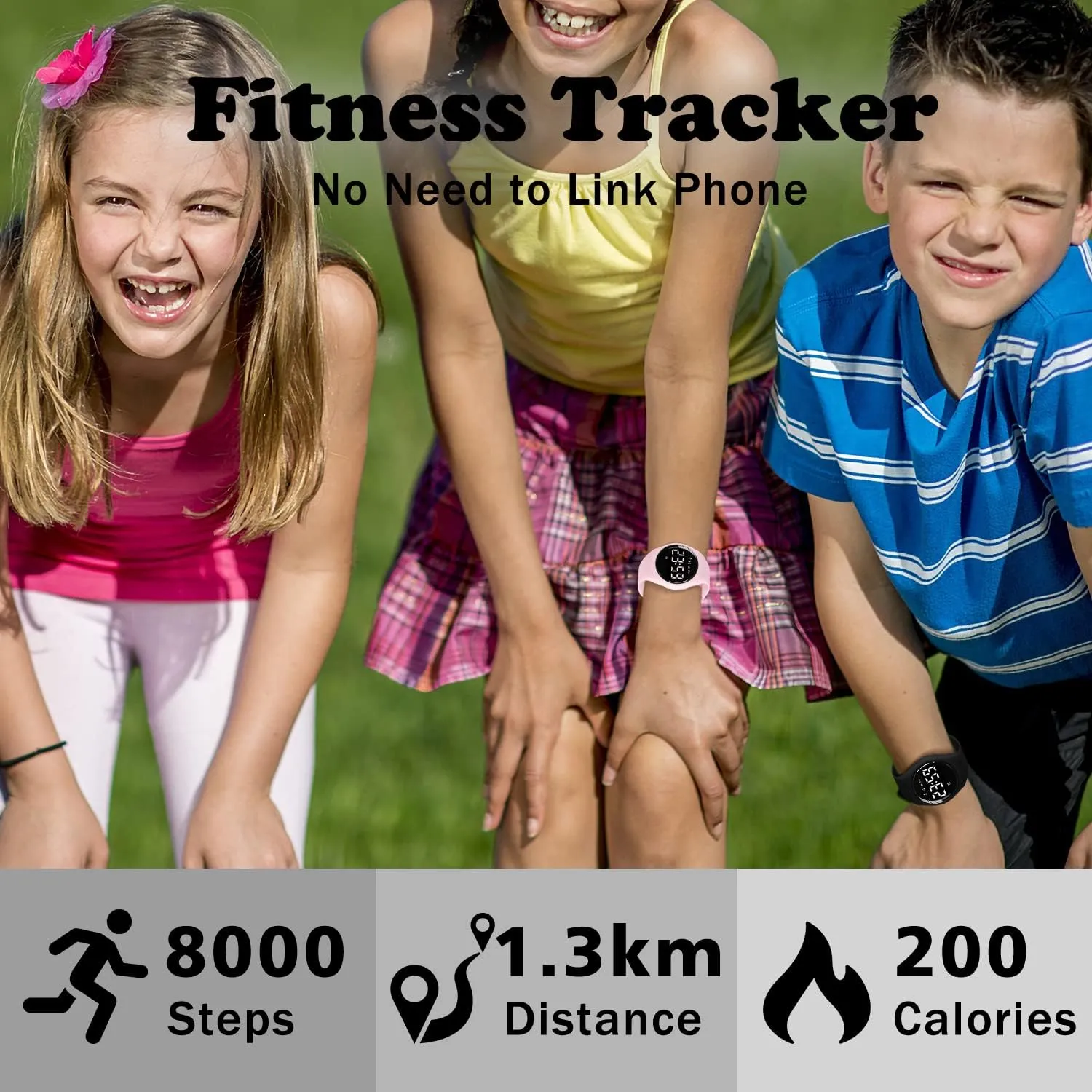 Ages 5-16 Kids Watches for Girls Boys Digital intricate replenish aerodynamic servant Sport Watch with Step Counter Pedometer Vibration Alarm Clock, No App Waterproof Fitness Tracker Kids Watch Boys Girls Teens Students 