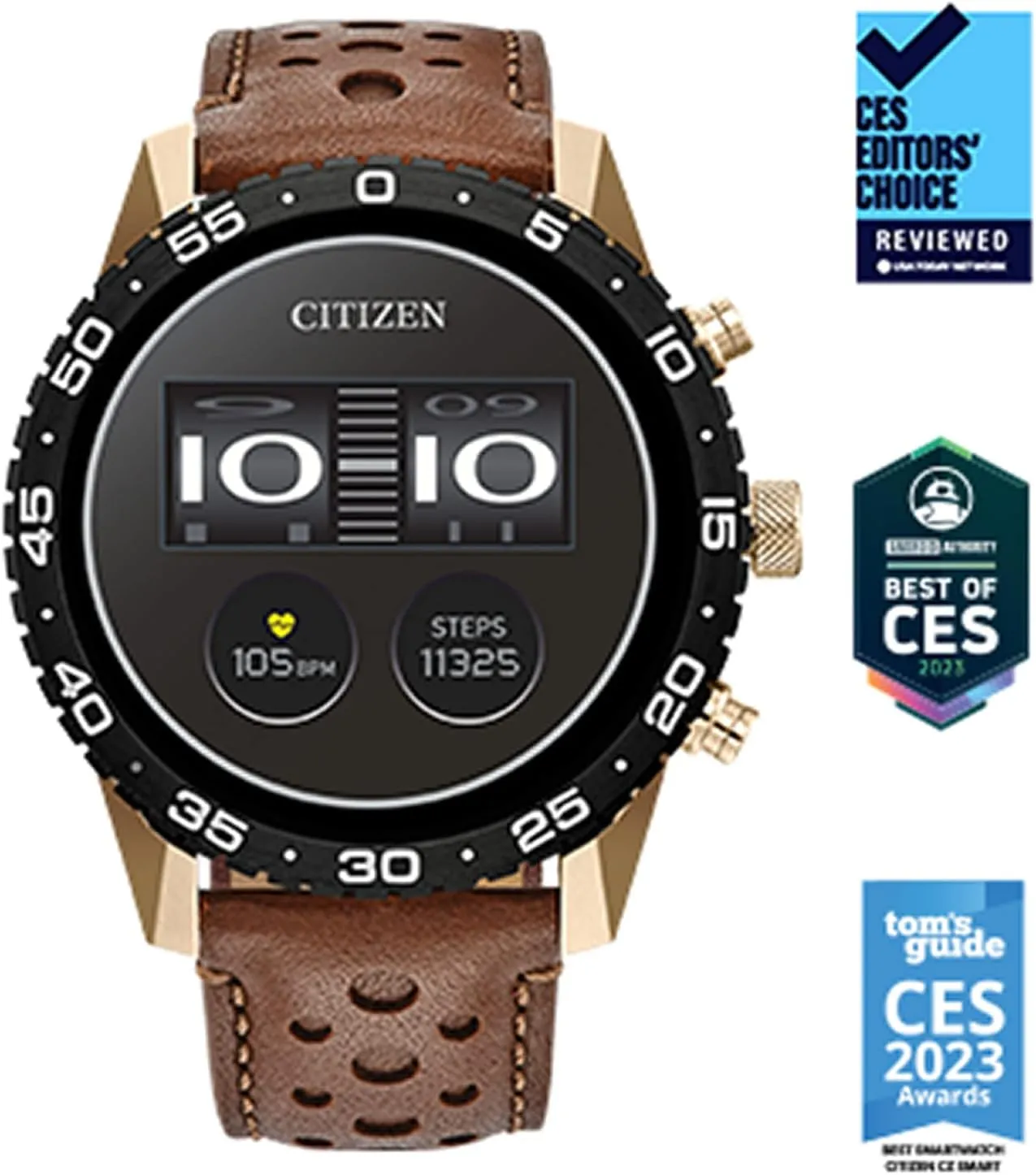 AI and NASA research, Wear OS by Google, HR, GPS, Fitness Tracker, Amazon Alexa?, iPhone Android Compatible, IPX6 Rating Citizen broad CZ Smart PQ2 44MM Sport Smartwatch with YouQ App with IBM Watson? 
