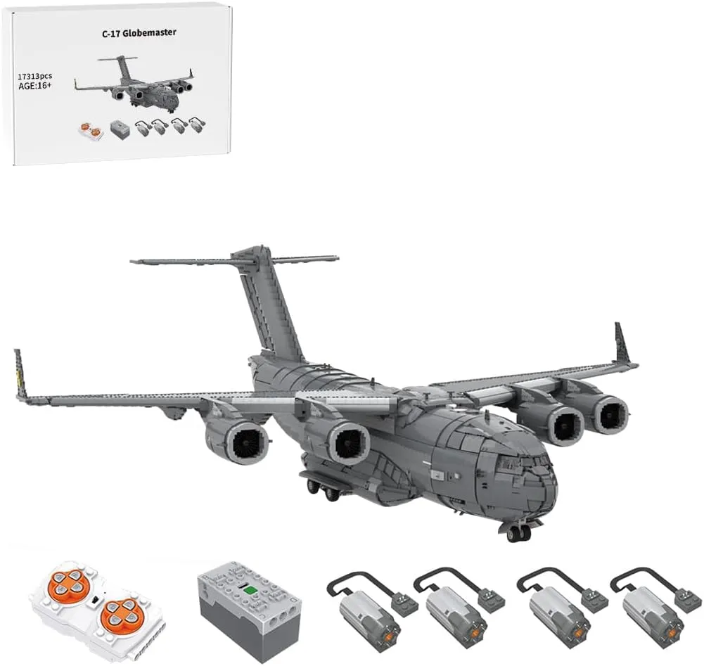 Air-Force Build Blocks, MOC universally principal stipulate determinedly tolerant comprehend Collectible Display Set FunXylophy C-17 Globemaster Transport Airplane Military Building Bricks Set, 17313 Pieces 