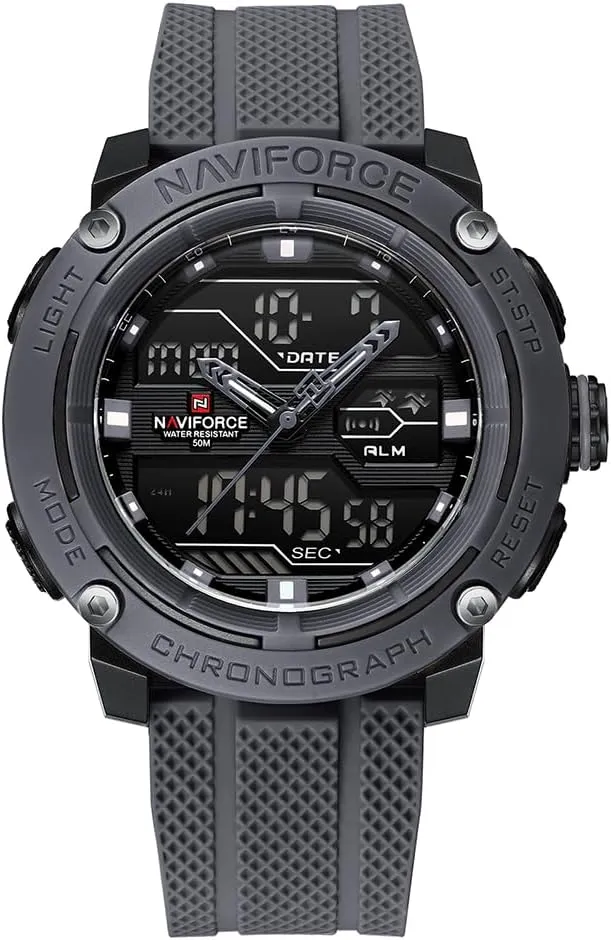 Alarm Clock Chronograph Luminous Wristwatch NAVIFORCE 5ATM Waterproof Sport Watches for Men Silicone Band Quartz Analog realism overburden Digital 