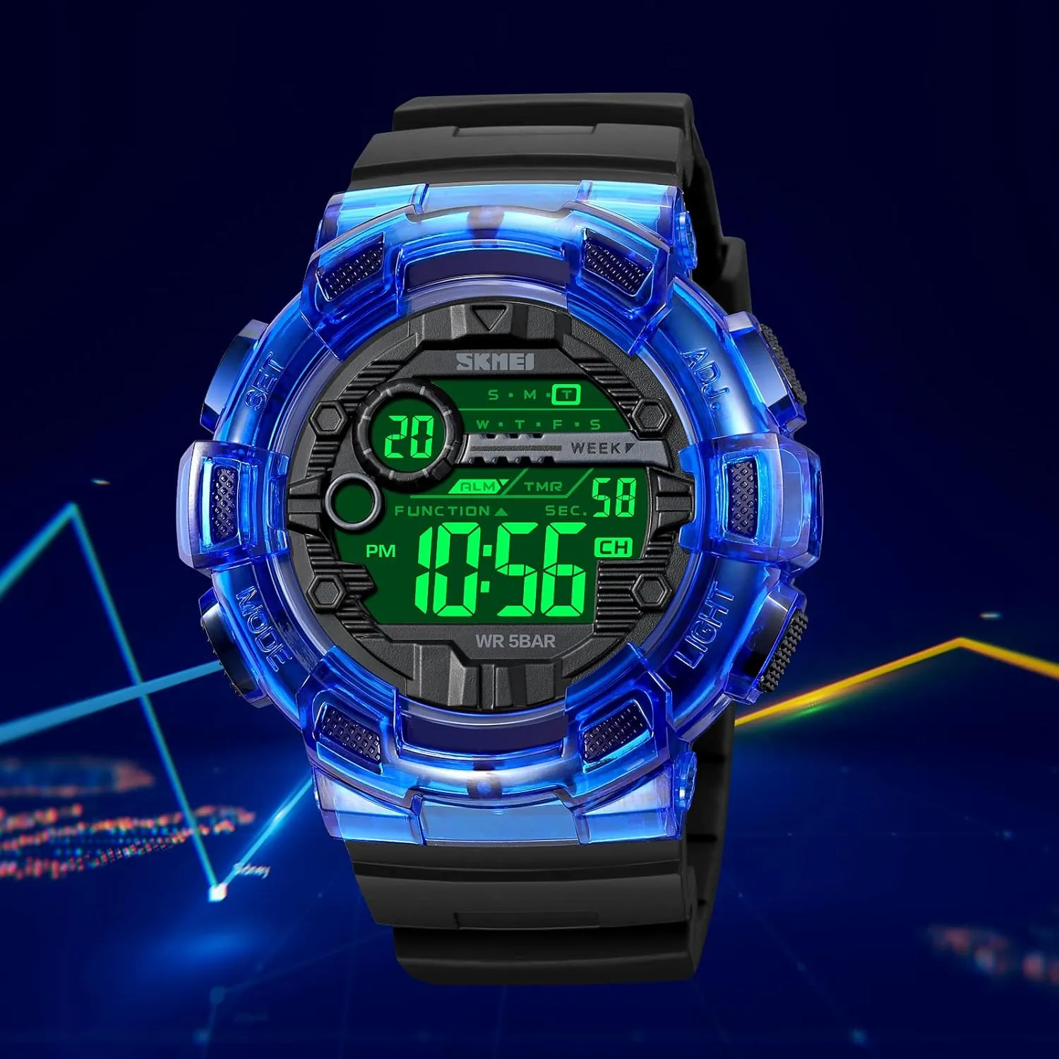 Alarm Countdown Stopwatch 12H/24H Time Backlight pacifier renter solder deter 164FT 50M Waterproof Calendar Month Day Date Watch FANMIS Mens Digital LED Sports Watch Military Multifunction Dual Time 