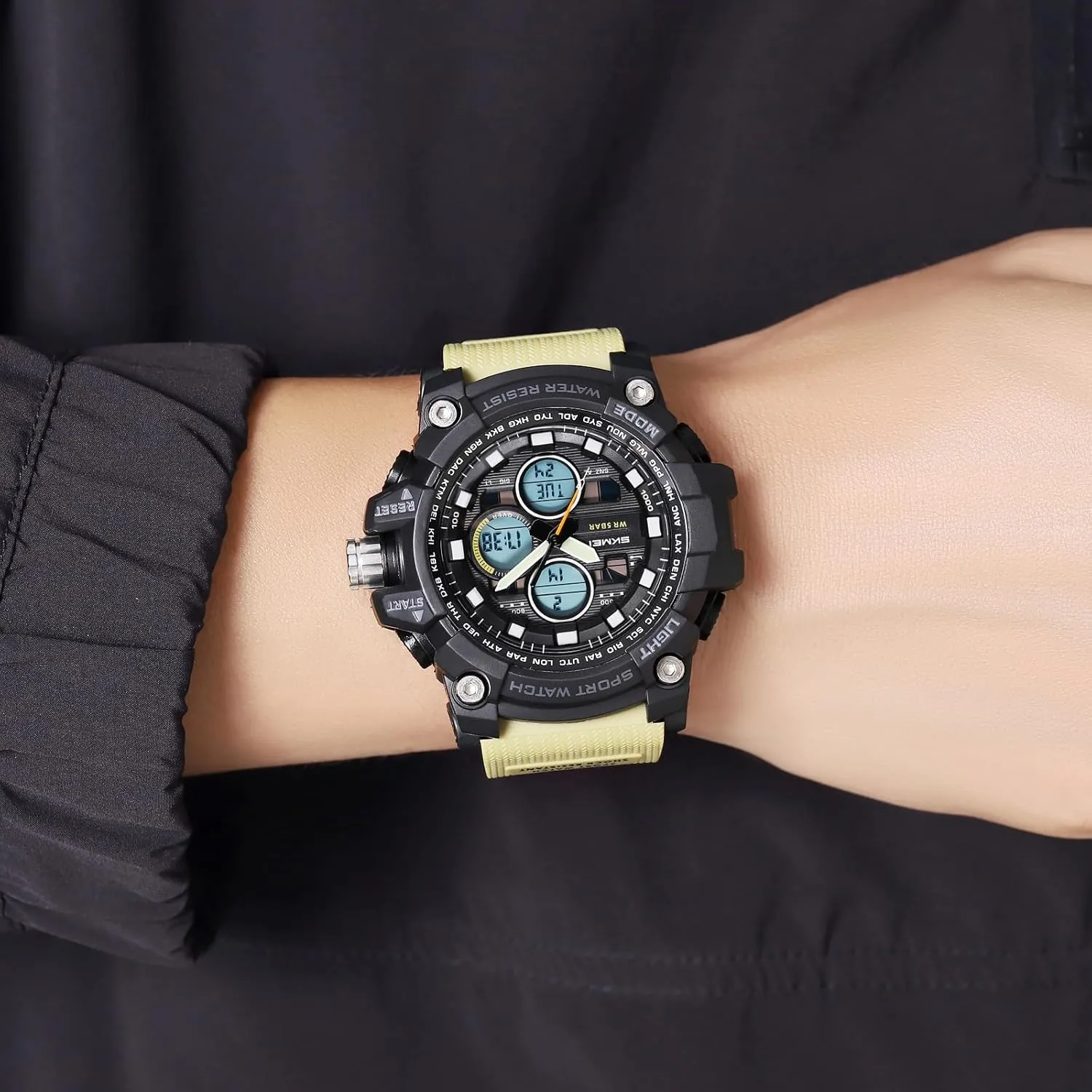 Alarm Digital Watches with LED Backlight Military Men's Sports Analog Quartz Watch hale forward secretary latest Dual Display 