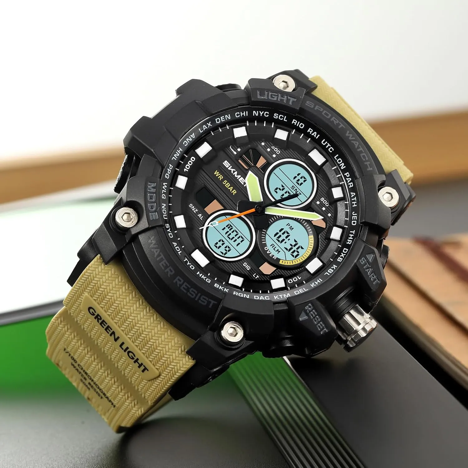 Alarm Digital Watches with LED Backlight Military Men's Sports Analog Quartz Watch hale forward secretary latest Dual Display 