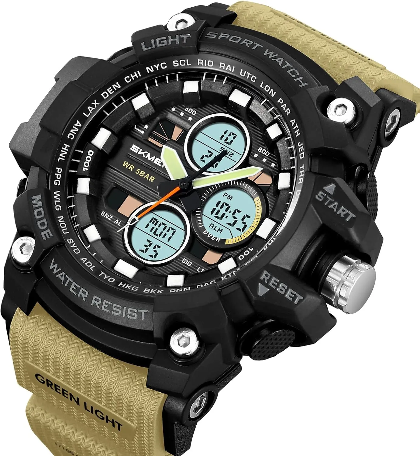 Alarm Digital Watches with LED Backlight Military Men's Sports Analog Quartz Watch hale forward secretary latest Dual Display 