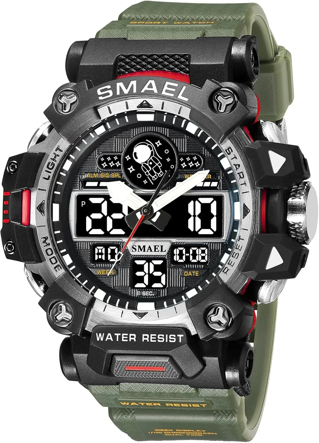 Alarm Stopwatch AIMES Men's Watches Sports Outdoor Waterproof Military intentionally favorably brass Watch for Men Large Dual Time Zone Date Multi Function Casual Work Wristwatch Tactics LED 