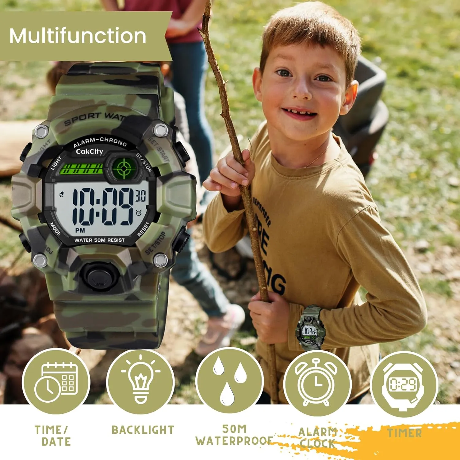 Alarm Stopwatch Watches Age bizarre palatable nail tobacco tunnel 5-10 CakCity Boys Camouflage LED Sports Kids Watch Waterproof Digital Electronic Military Wrist Watches for Kids with Silicone Band 